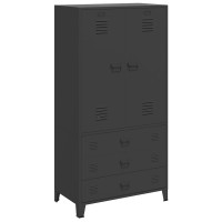 Produktbild för Garderob industriell svart 90x50x180 cm metall