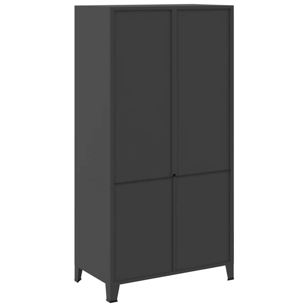 Produktbild för Garderob industriell svart 90x50x180 cm metall