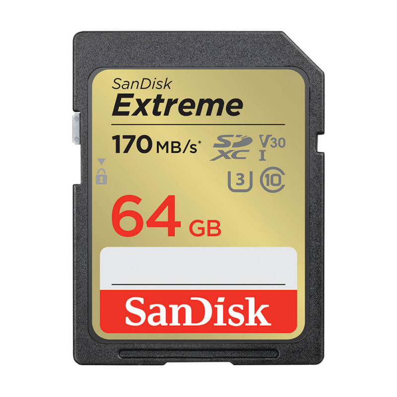 Produktbild för SDXC Extreme 64GB 170MB/s UHS-I C10 V30 U3