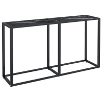 Produktbild för Konsolbord svart marmor 140x35x75,5 cm härdat glas