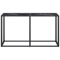 Produktbild för Konsolbord svart marmor 140x35x75,5 cm härdat glas