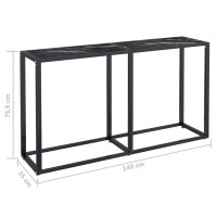 Produktbild för Konsolbord svart marmor 140x35x75,5 cm härdat glas