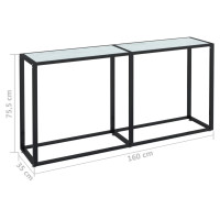 Produktbild för Konsolbord vit marmor 160x35x75,5 cm härdat glas