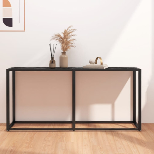 vidaXL Konsolbord svart marmor 160x35x75,5 cm härdat glas