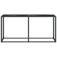 Produktbild för Konsolbord svart marmor 160x35x75,5 cm härdat glas