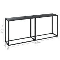 Produktbild för Konsolbord svart 180x35x75,5 cm härdat glas