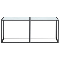 Produktbild för Konsolbord vit marmor 180x35x75,5 cm härdat glas