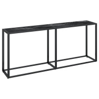 Produktbild för Konsolbord svart marmor 180x35x75,5 cm härdat glas