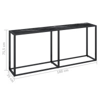 Produktbild för Konsolbord svart marmor 180x35x75,5 cm härdat glas