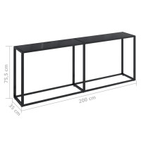 Produktbild för Konsolbord svart 200x35x75,5 cm härdat glas