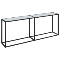 Produktbild för Konsolbord vit marmor 200x35x75,5 cm härdat glas