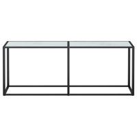 Produktbild för Konsolbord vit marmor 200x35x75,5 cm härdat glas