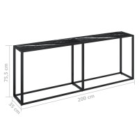 Produktbild för Konsolbord svart marmor 200x35x75,5 cm härdat glas