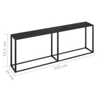 Produktbild för Konsolbord svart 220x35x75,5 cm härdat glas