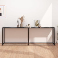 Produktbild för Konsolbord svart marmor 220x35x75,5 cm härdat glas