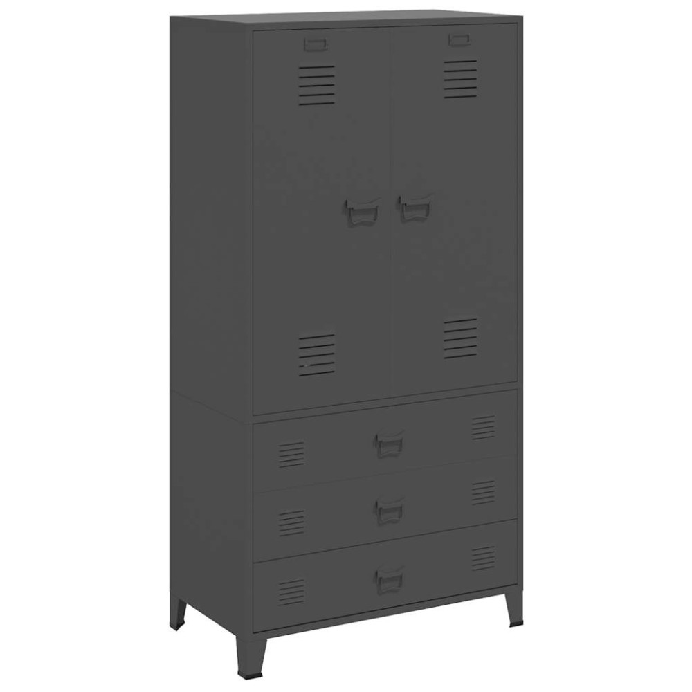 Produktbild för Garderob industriell antracit 90x50x180 cm metall