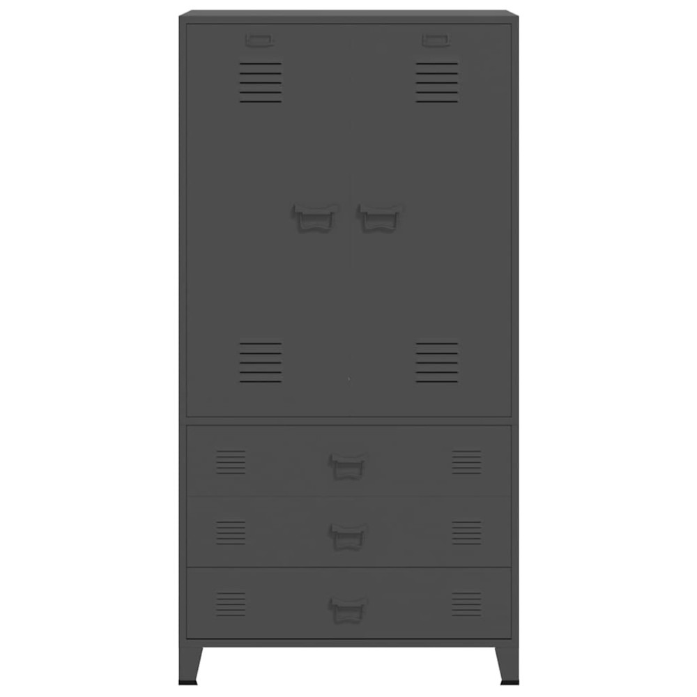 Produktbild för Garderob industriell antracit 90x50x180 cm metall