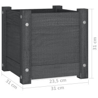 Produktbild för Odlingslådor 2 st grå 31x31x31 cm massiv furu