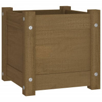 Produktbild för Odlingslådor 2 st honungsbrun 31x31x31 cm massiv furu