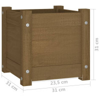 Produktbild för Odlingslådor 2 st honungsbrun 31x31x31 cm massiv furu