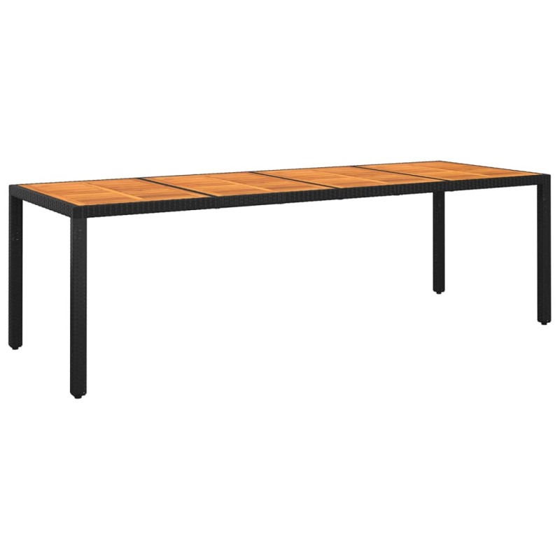 Produktbild för Trädgårdsbord 250x100x75 cm akaciaträ och konstrotting svart