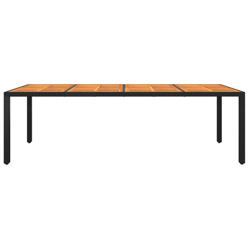 Produktbild för Trädgårdsbord 250x100x75 cm akaciaträ och konstrotting svart