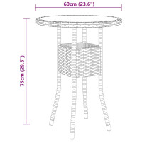 Produktbild för Trädgårdsbord Ø60x75 cm härdat glas och konstrotting svart