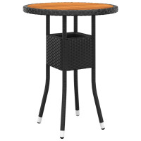 Produktbild för Trädgårdsbord Ø60x75 cm akaciaträ och konstrotting svart