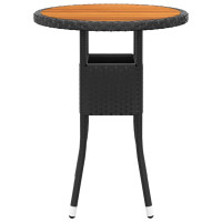 Produktbild för Trädgårdsbord Ø60x75 cm akaciaträ och konstrotting svart