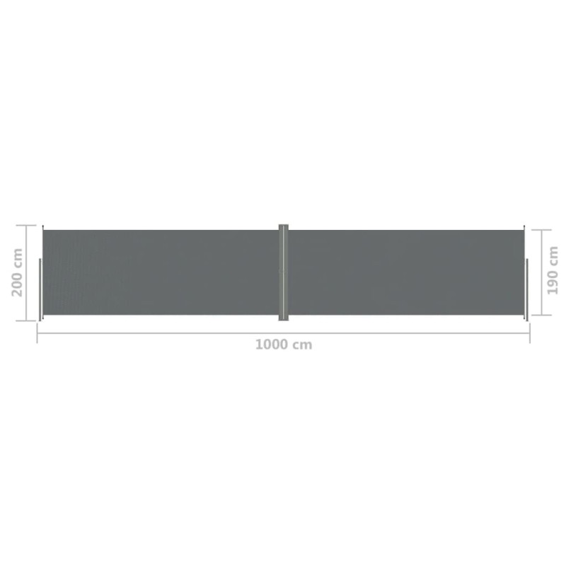 Produktbild för Infällbar sidomarkis antracit 200x1000 cm
