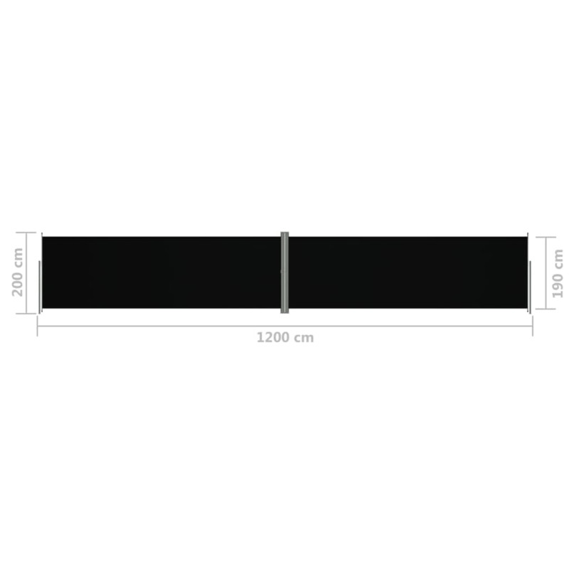 Produktbild för Infällbar sidomarkis svart 200x1200 cm