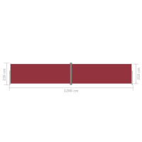 Produktbild för Infällbar sidomarkis röd 220x1200 cm