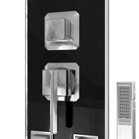 Miniatyr av produktbild för Duschpanel glas 18x45,5x130 cm svart
