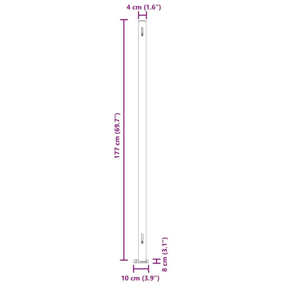 Produktbild för Infällbar sidomarkis 180x600 cm gräddvit
