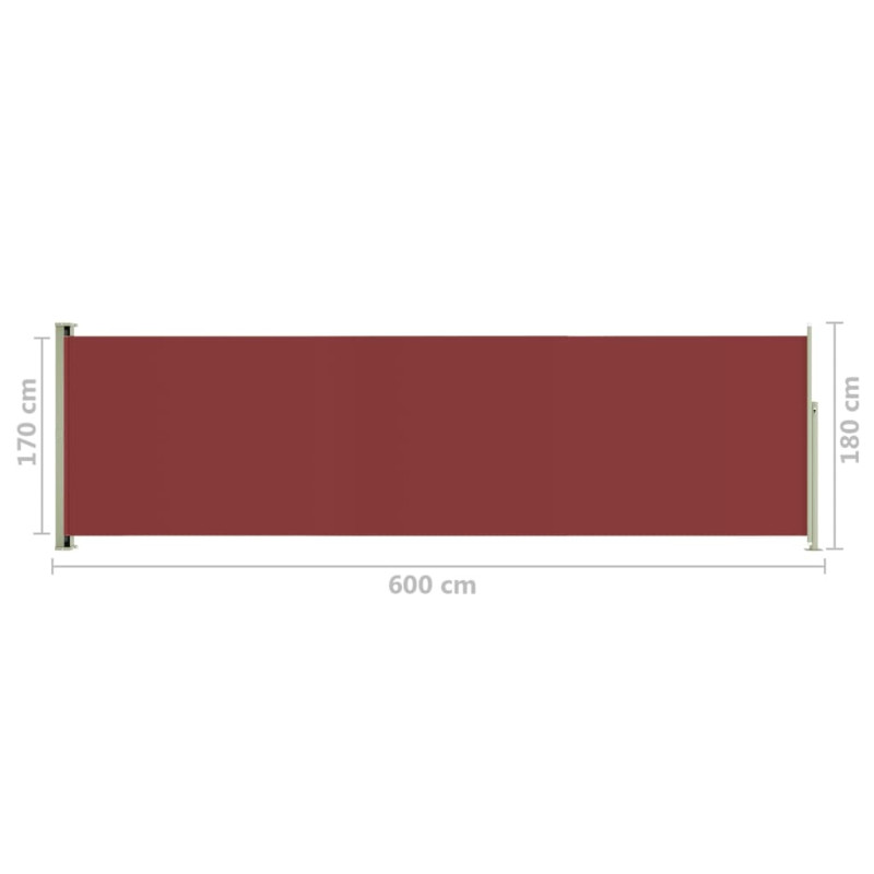 Produktbild för Infällbar sidomarkis 180x600 cm röd