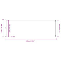 Produktbild för Infällbar sidomarkis 200x600 cm gräddvit