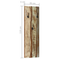 Miniatyr av produktbild för Klädhängare väggmonterad 2 st 36x3x110 cm återvunnet trä