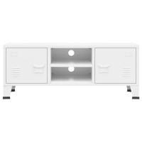 Miniatyr av produktbild för Industriell tv-bänk vit 105x35x42 cm metall