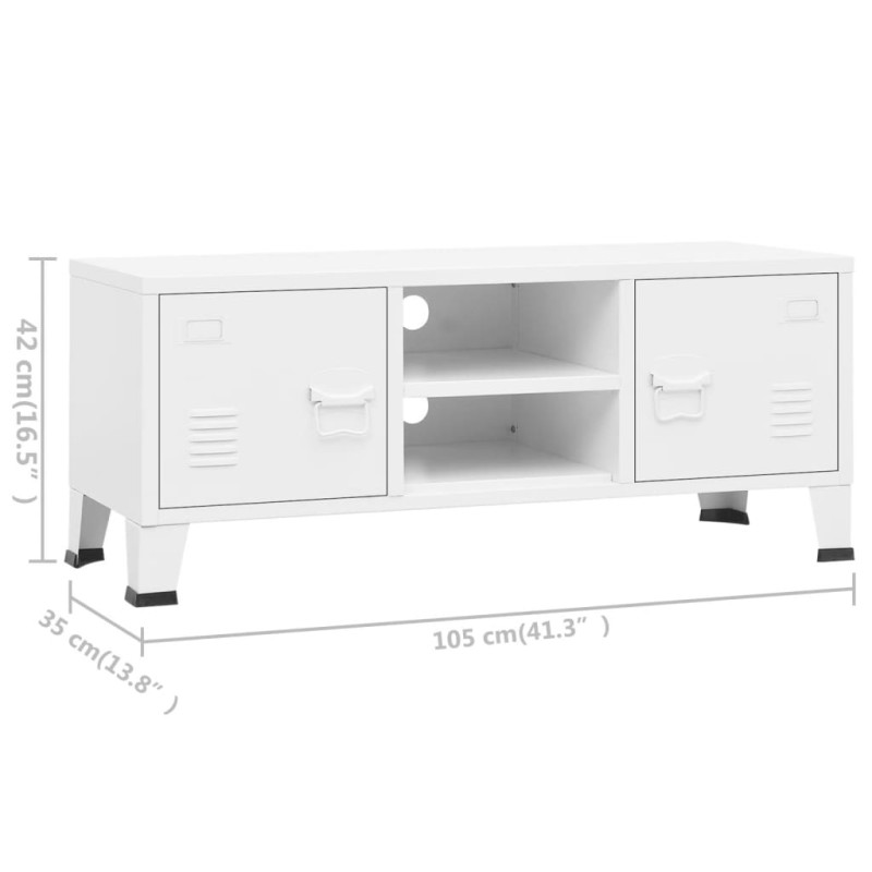 Produktbild för Industriell tv-bänk vit 105x35x42 cm metall