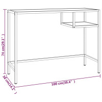 Produktbild för Datorbord svart marmor 100x36x74 cm härdat glas