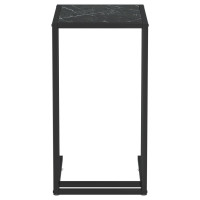 Produktbild för Sidobord till datorbord svart marmor 50x35x65 cm härdat glas