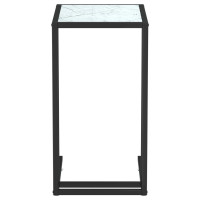 Produktbild för Sidobord till datorbord vit marmor 50x35x65 cm härdat glas