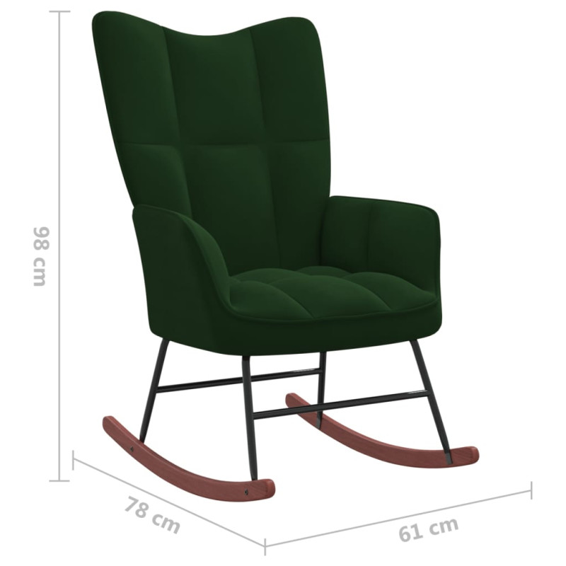 Produktbild för Gungstol med fotpall mörkgrön sammet