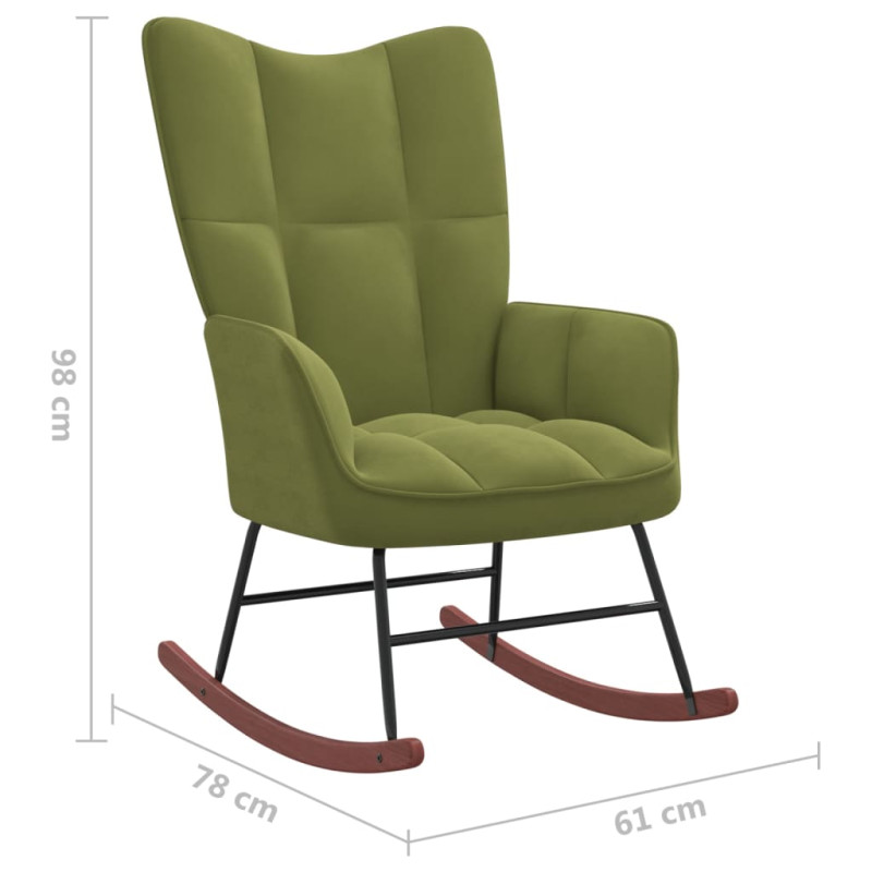 Produktbild för Gungstol med fotpall ljusgrön sammet