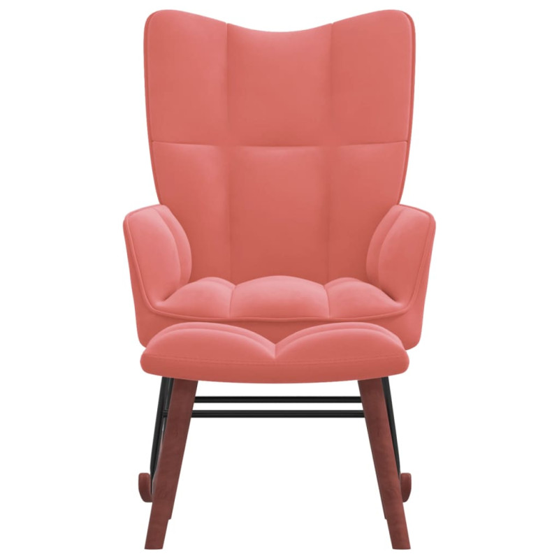 Produktbild för Gungstol med fotpall rosa sammet