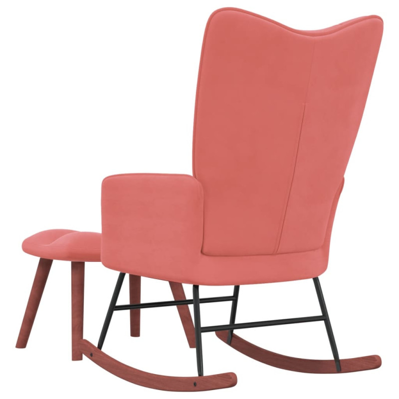 Produktbild för Gungstol med fotpall rosa sammet