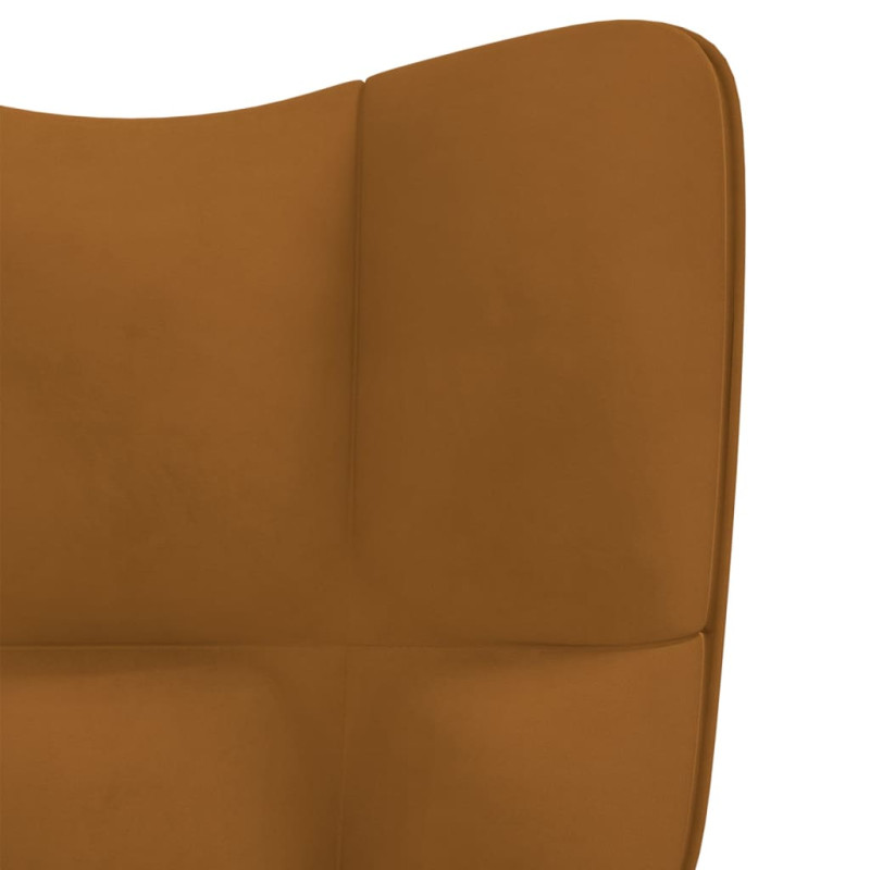 Produktbild för Gungstol med fotpall brun sammet