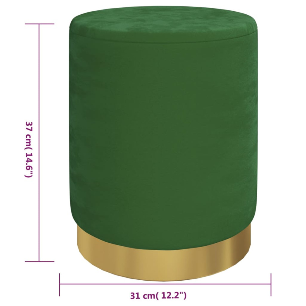 Produktbild för Rund förvaringspall grön sammet 31 x 37 cm