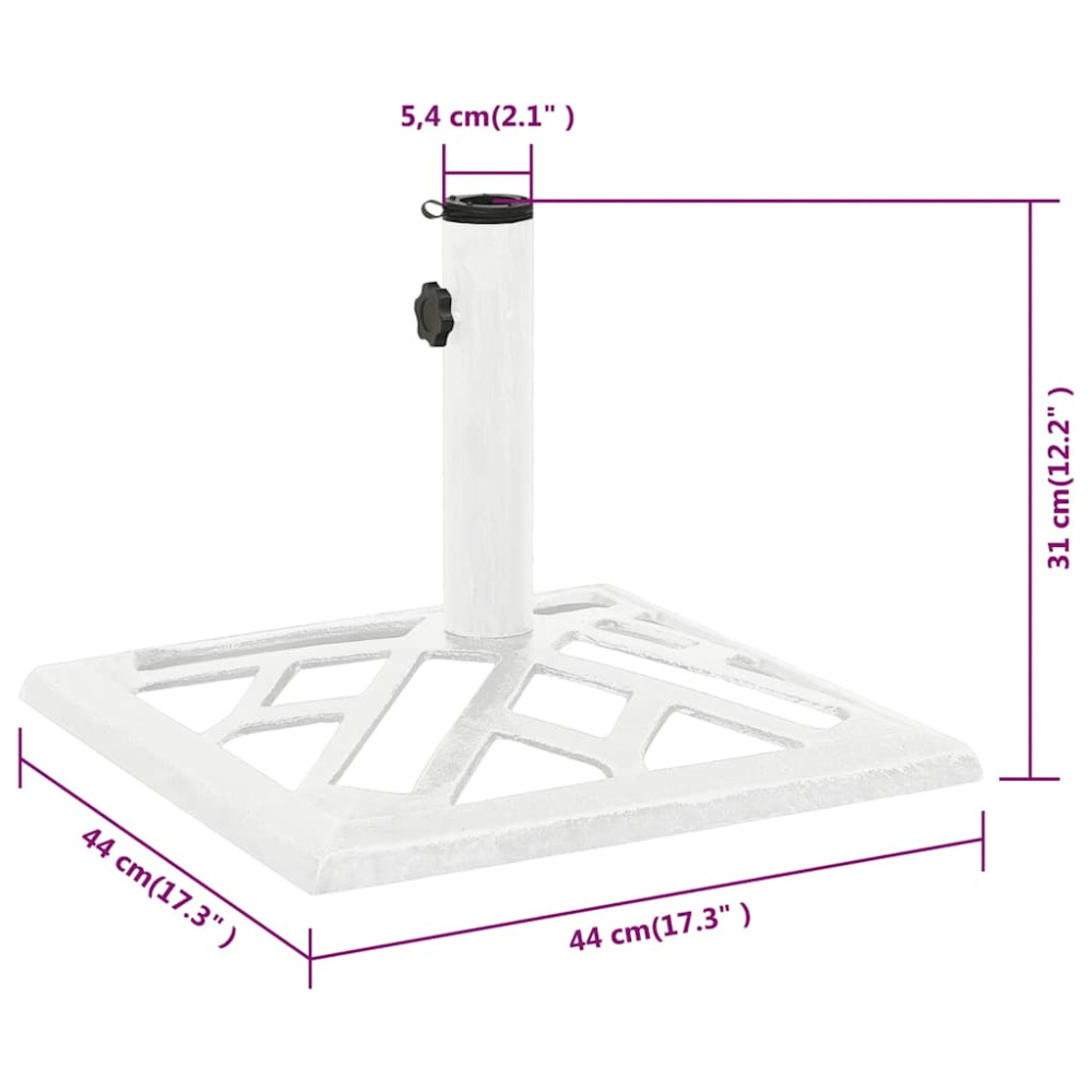 Produktbild för Parasollfot vit 44x44x31 cm gjutjärn