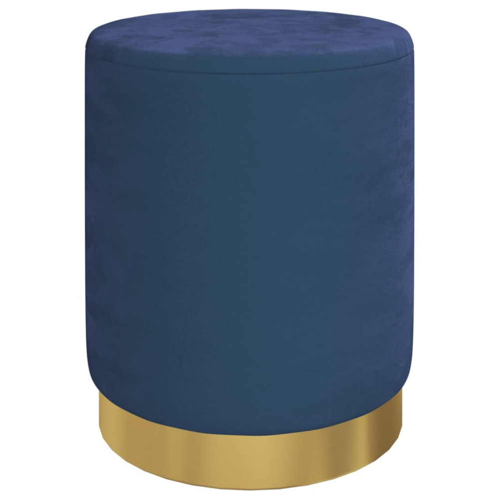 Produktbild för Rund förvaringspall blå sammet 31 x 37 cm